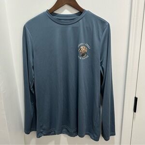 Ocean Coast Mens Long Sleeve‎ Graphic T Shirt Dog Field Tested Blue Size M